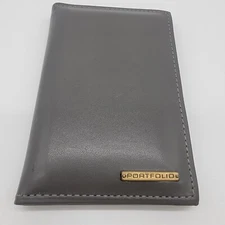 Amity Leather Cowhide Calculator Portfolio Wallet Insert Vintage Gray