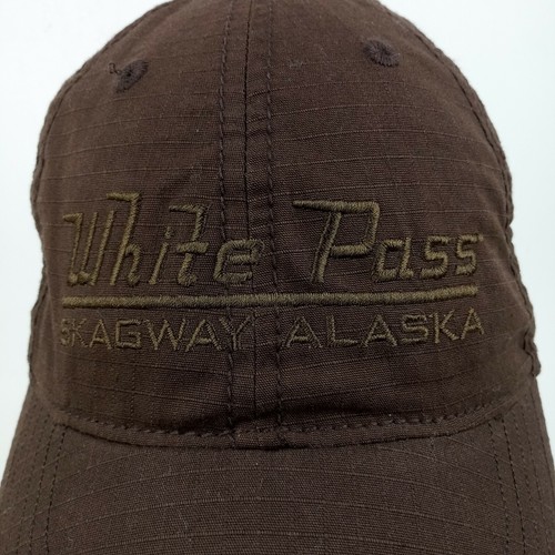 White Pass Skagway Alaska Strapback Cap Embroidered Brown Railroad W.P. & Y.R. - Picture 5 of 9
