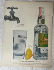 Vintage WOLFSCHMIDT VODKA Ad Picture of cute boy on back- LIFE MAGAZINE 7/6/1962