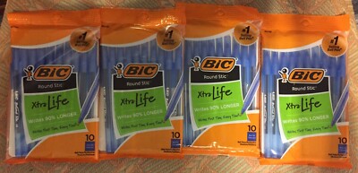 Lot of 40 BIC Round Stic Xtra-Life BLUE Ballpoint Pens#1 Selling Ball Pen SALE!