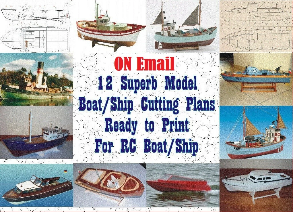 Digital Model Boat Ship CUTTING Plans Great Collection On Email RC Display