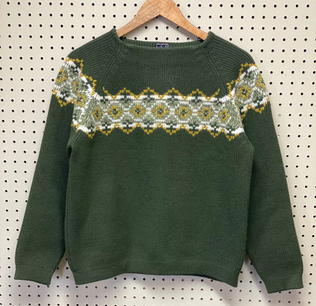 Vintage AH Brand Green 100 Wool Knit Sweater Made in Austria