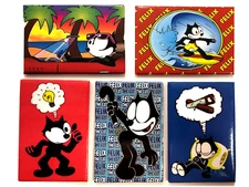 Vintage ATA-BOY 1990's FELIX THE CAT 2" x 3" Refrigerator Hard Magnets  Set of 5