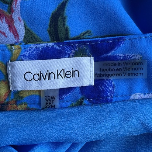 Calvin Klein Faux Wrap Midi Skirt Womens Plus Size 22W Blue Floral Ruffle Boho - Picture 5 of 12