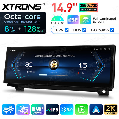 XTRONS 14.9'' Android 14 8+128GB Car Stereo GPS Navi For BMW 5 Series F10 F11 NBT