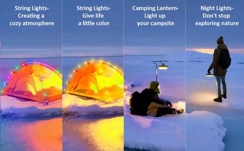 Lámpara de Cadena de Luces Portátil 2 en 1 para Camping Exterior Tienda de Campamento Deco Impermeable - Imagen 10 de 18