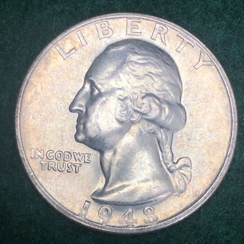 1948 S Washington 25 cent quarter 90% silver Choice BU #353