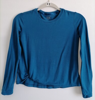 Chemise Athleta Fille, Bleue, Manches Longues, Cropped, Sans Couture, Taille L/12