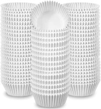 100 Jumbo Cupcake Muffin Liners 2 1/4" X 1 7/8"  Large Tall White Fluted Bak...
