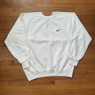USA製 90s nike one point sweat Vintage 90s Nike White Essential Check Swoosh Sweatshirt