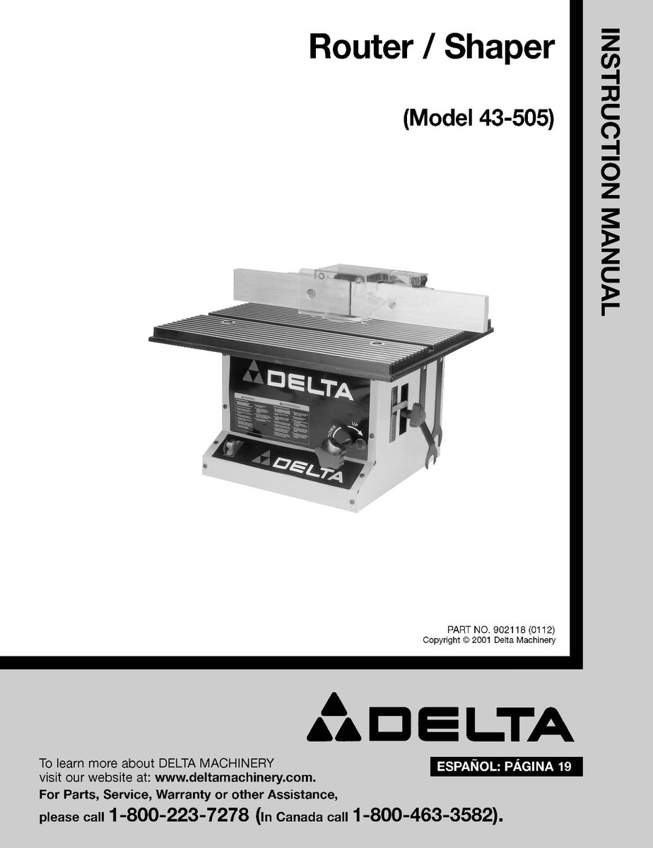 Delta Router/Shaper Manual , Model No. 43-505 | eBay