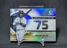 Oscar Colas Top 100 Prospect Rookie 2023 Bowman Chrome Card 75 Chicago White Sox. rookie card picture