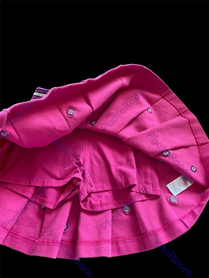 Hartstrings Pink/Navy Pleated Knit Adjustable Skirt With Attached Shorts-5 Years - Image 3 of 4