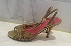 Womens KATE SPADE NEW YORK Gold strappy slingback heels Size 8.5 US EUC shoes — photo 3