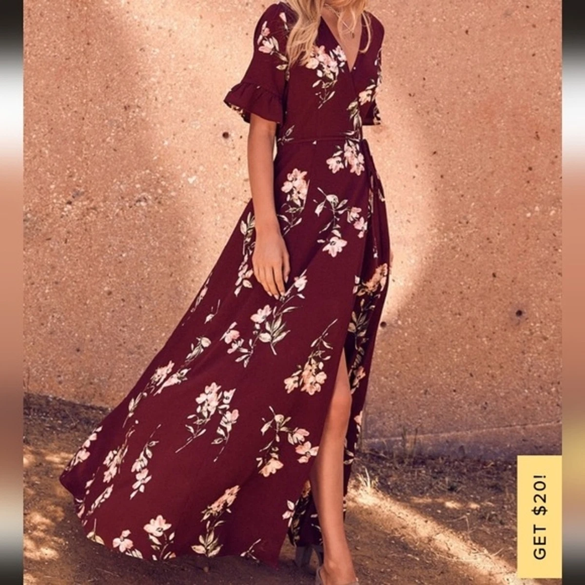 Maroon floral dress deals