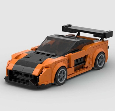 Custom MOC Lego MAZDA RX-7 FD in Orange and Black 276 Piece Building Brick Car