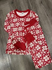 Hanna Andersson womens S 2-Pc Pajama Set Fair Isle Organic Cotton Knit Red/White