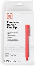 Staples TRU RED Permanent Markers Fine Tip Red 120 Count 10 Boxes of 12 New