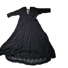 Torrid Black High Low Midi Dress Lace Hem Tie Back 3/4 Sleeve Size 2 GUC