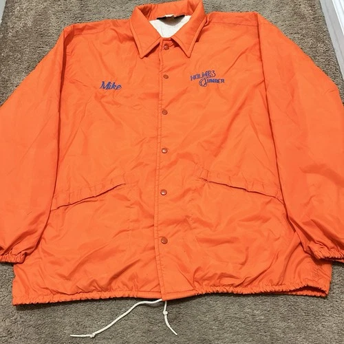 Vintage Holmes Lumber Jacket Snap Orange Size XL Embroidered Name Mike - product listing photo