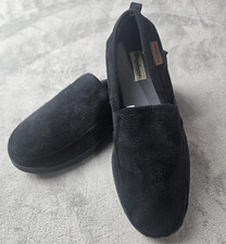 Dearfoams Slippers Mens Size 13-14 XL Black Fleece Slip On Cozy Comfort Indoor