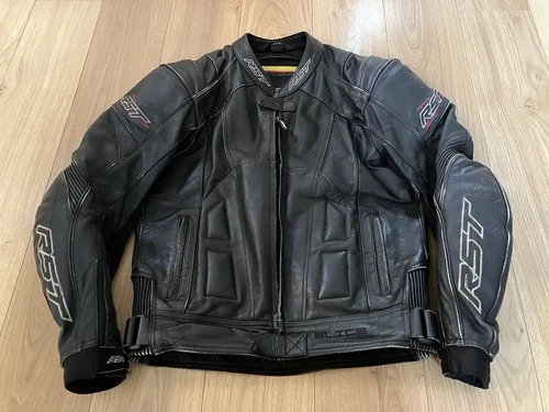 RST Slice Mens Leather Motorcycle Jacket Size 40 Chest Inc liner /no back armour