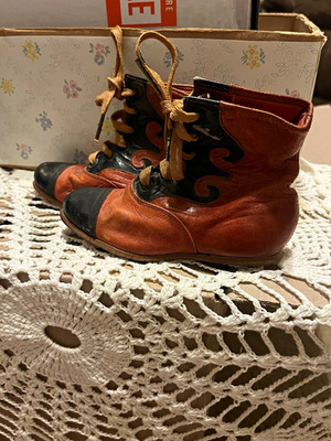 Buster Brown Vintage Leather Lace-Up Children's Boots Brown/Black Victorian