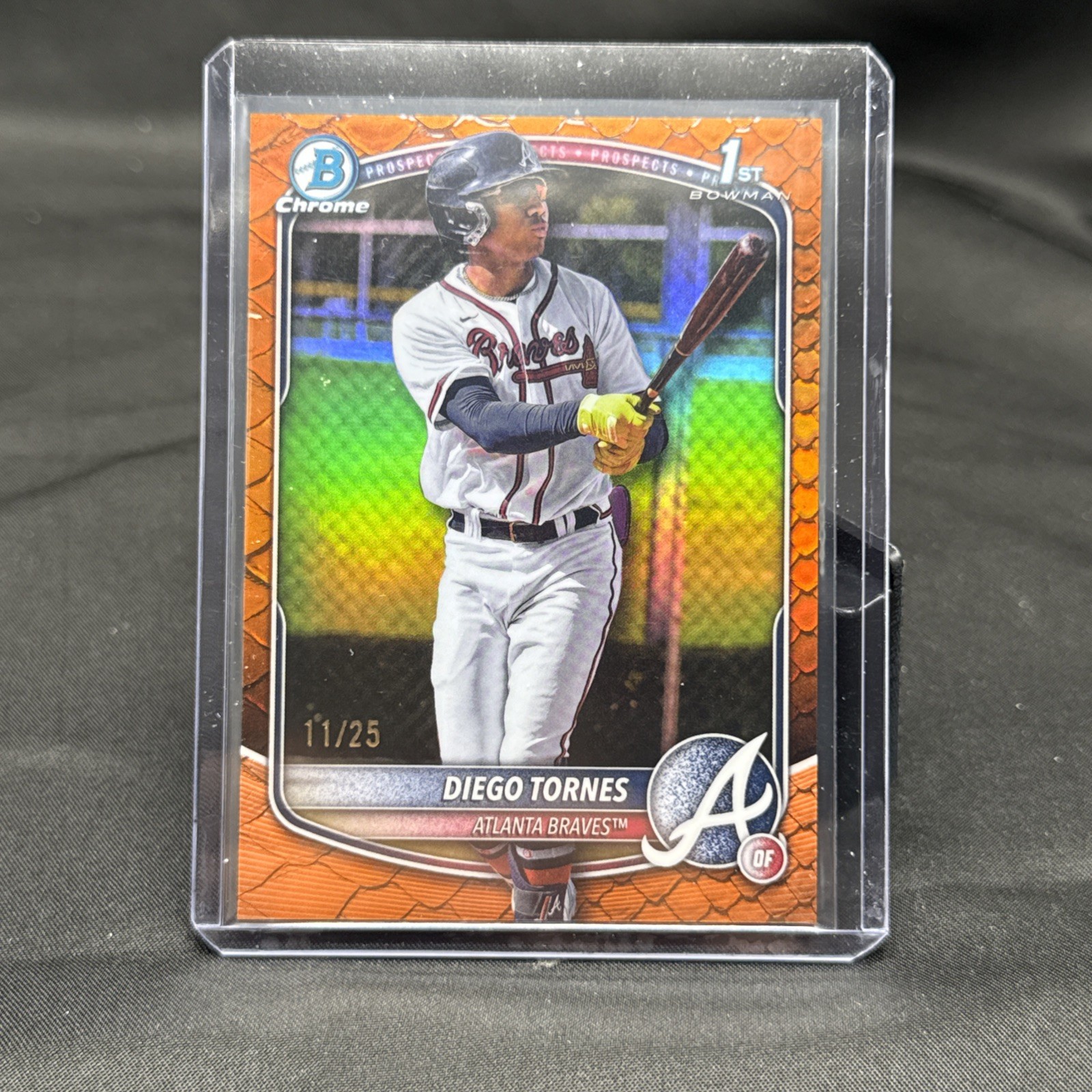 2025 BOWMAN CHROME 1ST ORANGE REPTILIAN REFRACTOR DIEGO TORNES /25 RC SSP