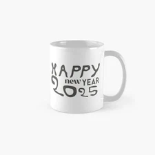 Happy New Year 2025 Texted hand draw Classic Mug , Gift For Family