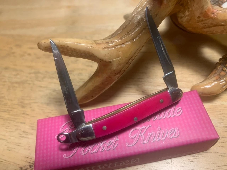 Navaja de Bolsillo Rough Rider Tiny 2" Rosa Hueso Liso Rata Muskrat con Lazo de Cordón RR841 Foto 2 de 4