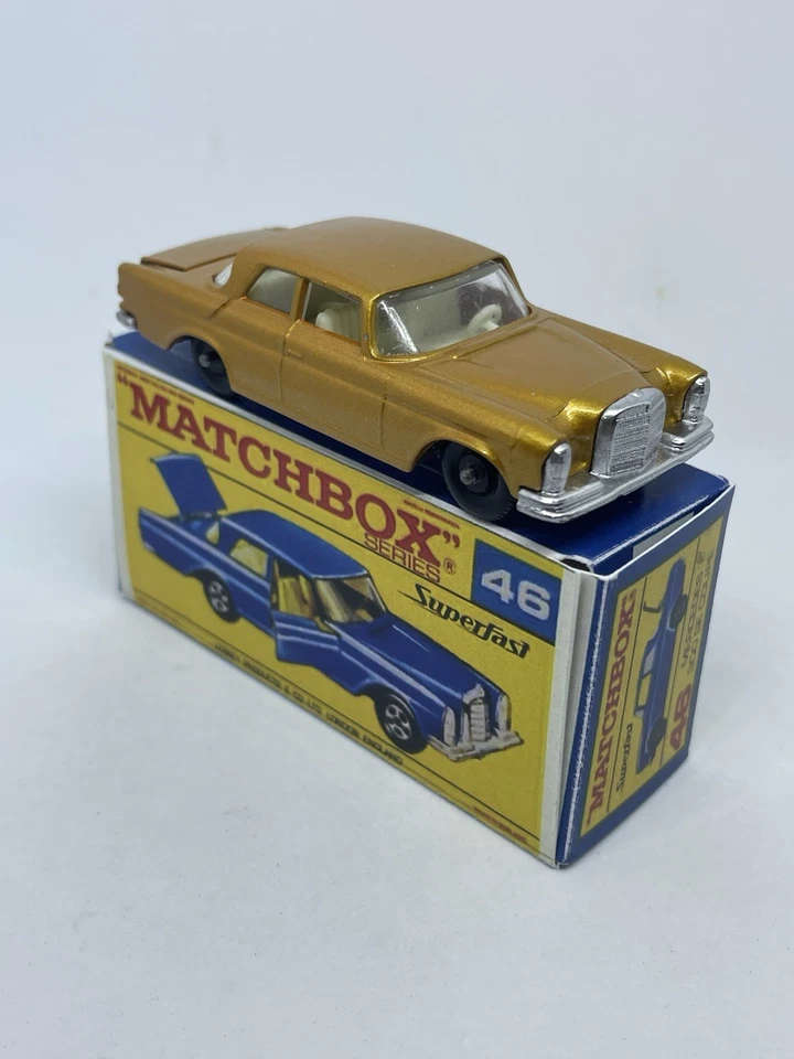 Vintage Lesney Matchbox 46 Custom Reg Wheels Mercedes Benz 300se Nice Repro Box - Image 3 of 4