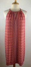 Max Studio Patterned Halter Dress Sz Large Red Built In Shelf Bra Pattern Print