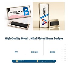 Name badges Personalised Staff ID Stainless Steel Metal Magnetic fastener