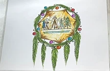 Mixed Media ORIGINAL 11x8.5 SIGNED by The Late James Peele "Tee Pee Village"