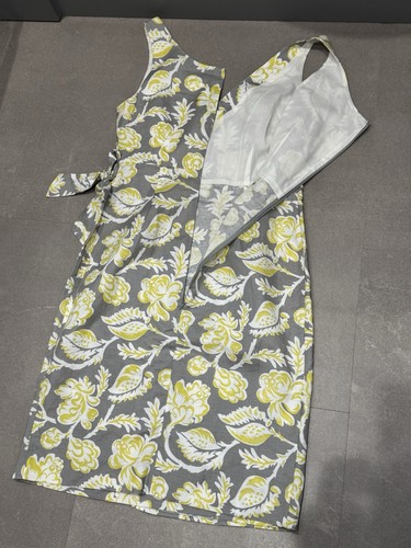 NWT Boden ‘portofino’ Linen Blend Faux Wrap Floral Dress Grey/yellow UK 12L - Picture 16 of 17