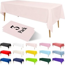 3 Pack Premium Blush Light Pink Plastic Table Cloths Disposable, 54 x 108 Inch