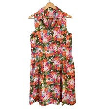 Talbots Floral Print Sleeveless Cotton Shirt Dress – Size 12P