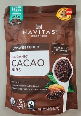 Navitas Organics Organic Cacao Nibs 8oz Unsweetened Dark Chocolate *BB 04/2026*
