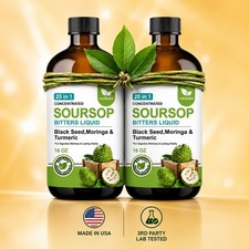 Soursop Bitters Liquid 20-in-1 Herbal Formula Sugar Free 16 oz Pack of 2