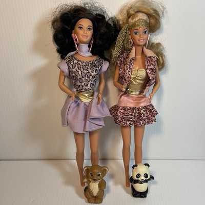 Animal Lovin' Nikki Doll 1352 & Barbie Doll 1350 Vintage Mattel 1988 Lot of 2