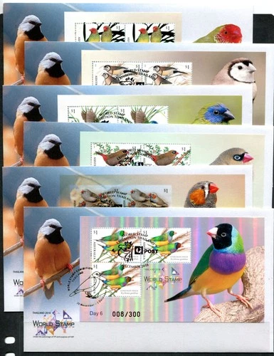 AUSTRALIA - 2018 'FINCHES' Thailand Exhibit 6 x Miniature Sheets on cover [A9954