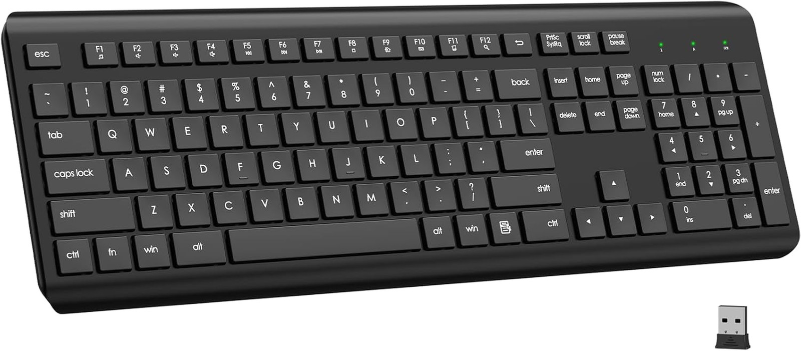Wireless Keyboard, 2.4G Full-Sized Cordless USB Silent Computer Keyboard, Ergono