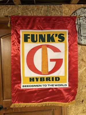 Original Large Vintage Funks Hybrids Banner Agricultural Advertising Corn