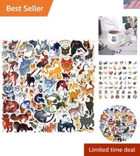 Playful 60-Piece Waterproof Cat Stickers for Kids - Ideal for Personalization