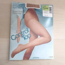 VTH JCPenney Super Shapers Pantyhose Control Top Average Gala 02 NEW Sheer Toe