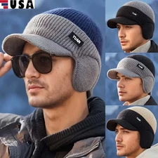Dual-Tone Knit Baseball Cap with Ear Protection Outdoor Fashion Unisex Dad Hat