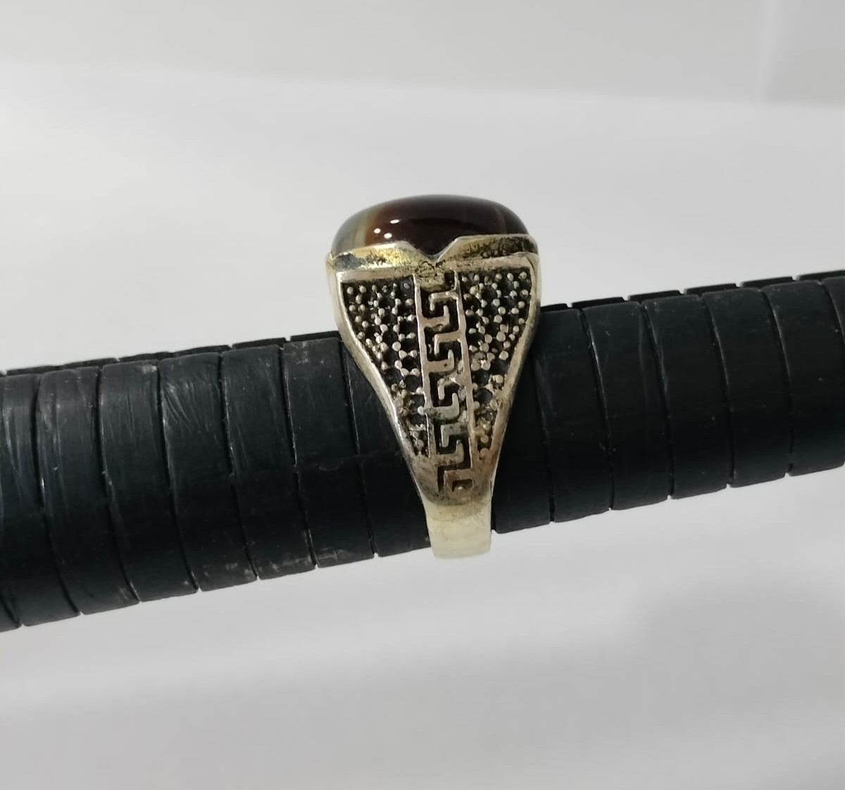 Sterling silver ring with captivating Yemeni agat… - image 9