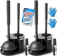 2Pack 2 in 1 Toilet Brush and Plunger Set, Extended Handle Plunger,Toilet Bowl B