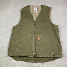 Vintage Carhartt Sherpa-Lined Vest Men  s XL Tall  Light Olive  V26 LOV