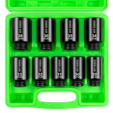 12 Drive Impact Socket Set 9piece Metric Deep Axle Nut Sockets 6point Cr...